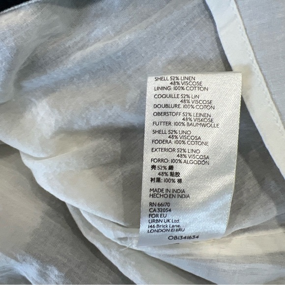 MAEVE ANTHROPOLOGIE COLOR BLOCK LINEN BUTTON FRONT OPEN  BACK MIDI DRESS SMALL - Picture 3 of 13